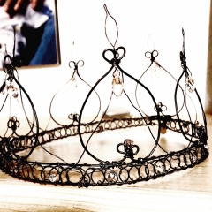 Corona, crown, couronne, filo di ferro, fil de fer, black metal wire, cristalli