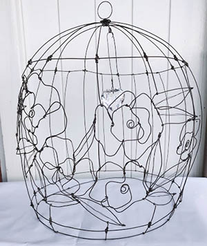 Liberty cage in filo di ferro e cuore di cristallo Wireartlover