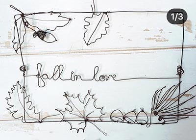 Quadro autunnale "Fall in love" in filo di ferro - Wireartlover